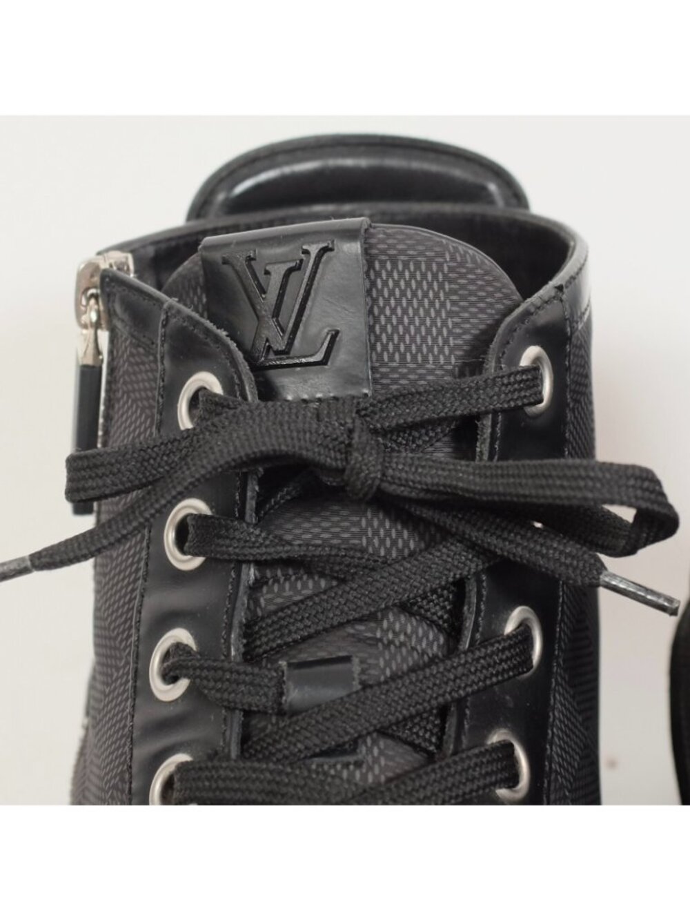 Louis Vuitton 8 US 9 black sneakers high top black Damier LOGO PRINT - Picture 7 of 14